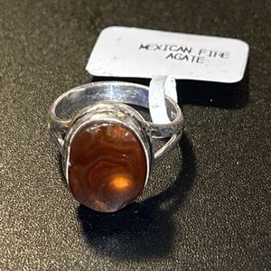 Silver Ring with Mexican Fire Agate